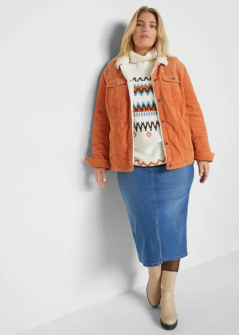 Džínová sukně s rozparkem, bonprix