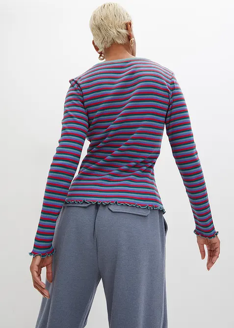 Žebrovan&eacute; proužkovan&eacute; tričko z organick&eacute; bavlny, bonprix