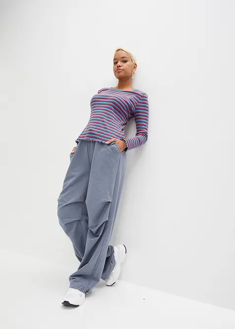 Žebrovan&eacute; proužkovan&eacute; tričko z organick&eacute; bavlny, bonprix