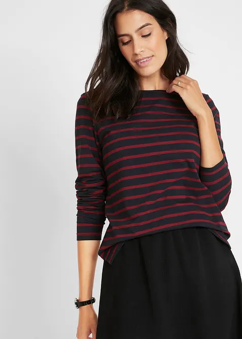 Triko s lodičkov&yacute;m v&yacute;střihem, dlouh&yacute; ruk&aacute;v (2 ks v balen&iacute;), bonprix