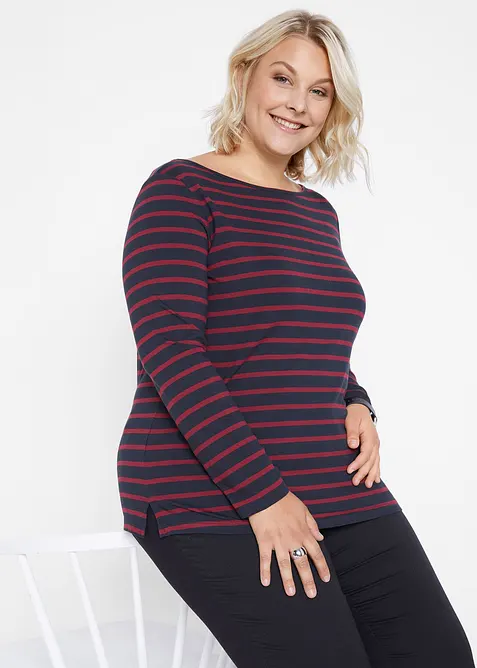 Triko s lodičkov&yacute;m v&yacute;střihem, dlouh&yacute; ruk&aacute;v (2 ks v balen&iacute;), bonprix