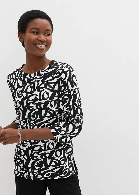 Triko s kulat&yacute;m v&yacute;střihem, 3/4 ruk&aacute;v, bonprix