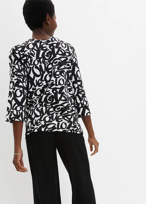 Triko s kulat&yacute;m v&yacute;střihem, 3/4 ruk&aacute;v, bonprix