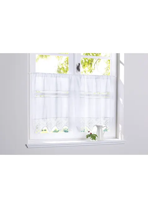 Krátká záclona s háčkovaným lemem, bonprix