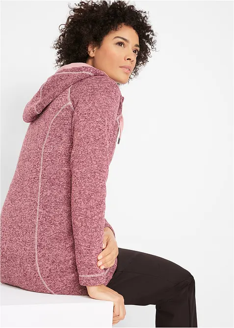 Dlouhá propínací flísová mikina s kapucí, bonprix