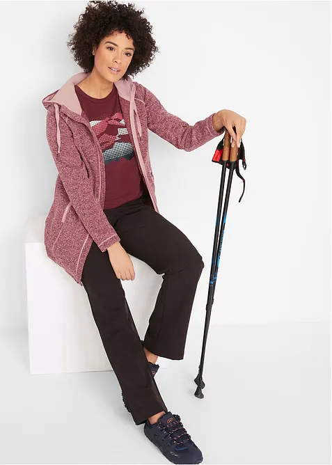 Dlouhá propínací flísová mikina s kapucí, bonprix