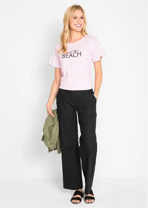 Tkan&eacute; kalhoty ze směsi lnu a bavlny, bonprix