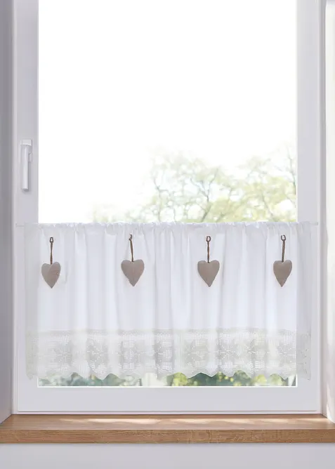 Vitrážková záclona se srdíčky, organická bavlna, bonprix
