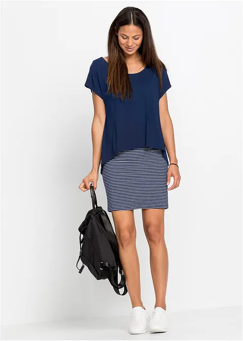 Žerzejov&eacute; &scaron;aty s pruhovanou sukn&iacute;, bonprix