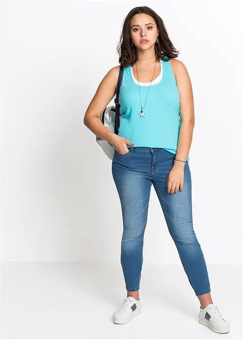 Dž&iacute;ny Super Skinny, Mid Waist, zkr&aacute;cen&eacute;, bonprix