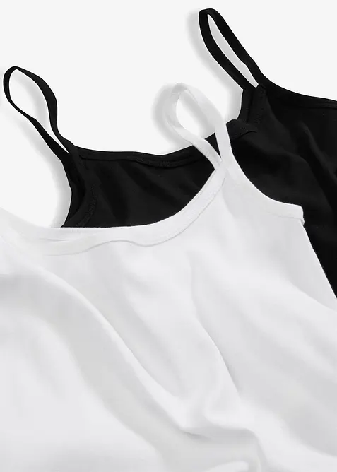 Top s úzkými ramínky, z čisté bavlny (2 ks v balení), bonprix