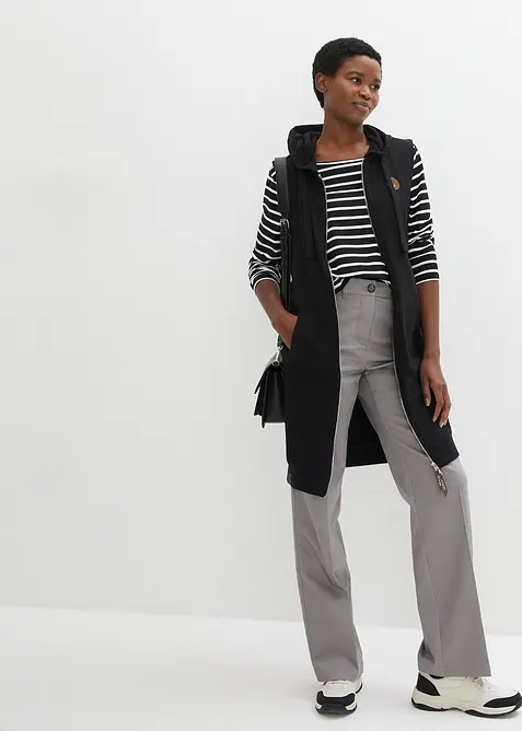 Dlouh&aacute; mikinov&aacute; vesta s kapuc&iacute;, z bavlněn&eacute; směsi, bonprix