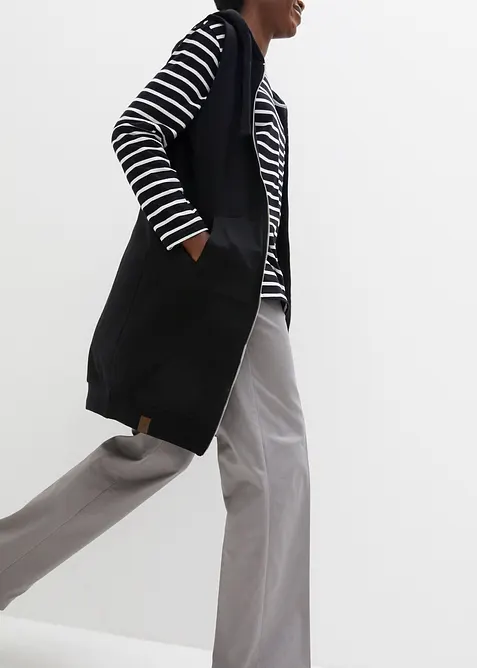 Dlouh&aacute; mikinov&aacute; vesta s kapuc&iacute;, z bavlněn&eacute; směsi, bonprix