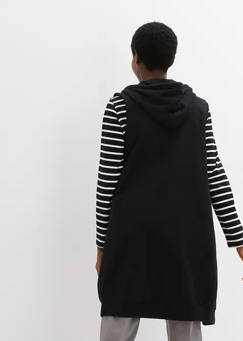 Dlouh&aacute; mikinov&aacute; vesta s kapuc&iacute;, z bavlněn&eacute; směsi, bonprix