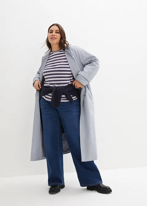 Proužkované triko s výšivkou, dlouhý rukáv, bonprix