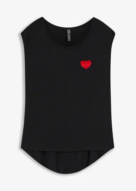 Tričko s asymetrickým spodním okrajem, ze splývavé směsi s viskózou, bonprix