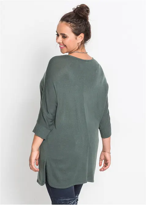 Svetr z jemn&eacute; pleteniny, s 3/4 ruk&aacute;vem, bonprix