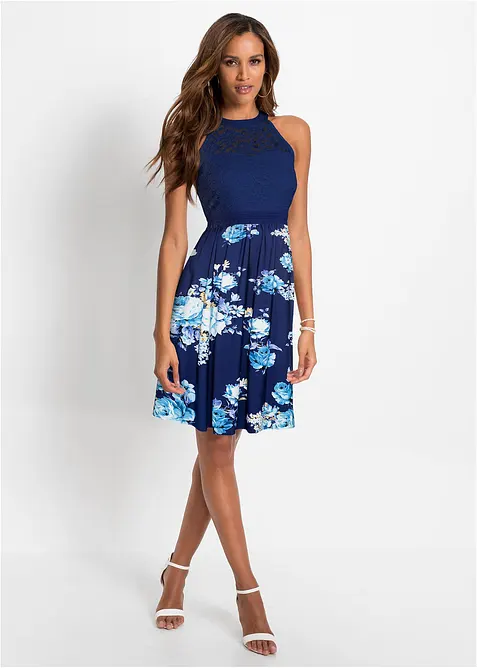 Žerzejové šaty s krajkou, bonprix