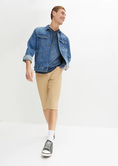 Henley tričko z čisté organické bavlny se sepraným vzhledem, krátký rukáv, bonprix