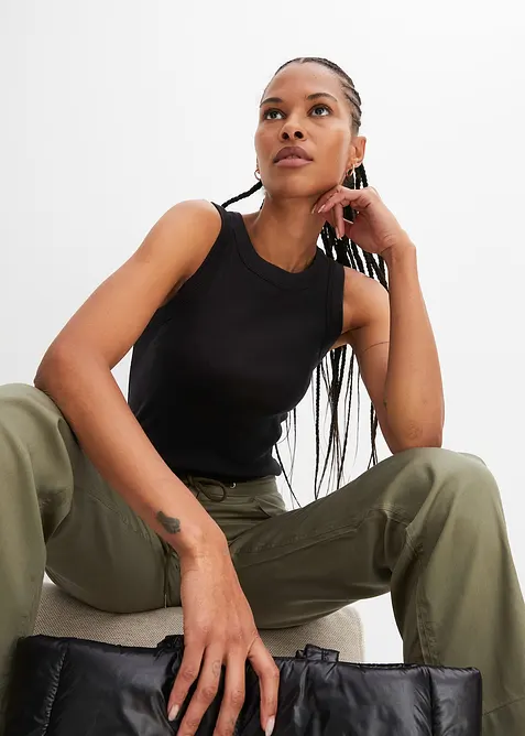 Žebrovaný top z čisté organické bavlny, bonprix