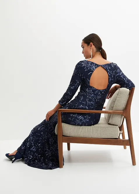 Pajetkové šaty s výstřihem na zádech, bonprix