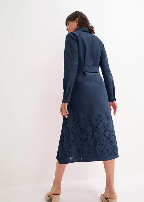 Košilové šaty s dírkovanou výšivkou, bonprix