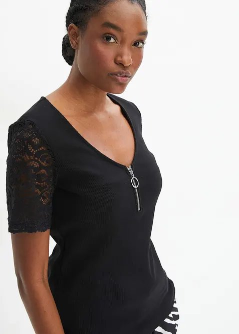 Žebrované tričko z bavlny, bonprix