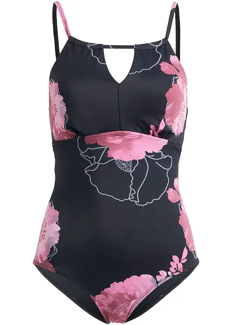 Stahovací jednodílné plavky s prostřihem u výstřihu, střední tvarující efekt, bonprix