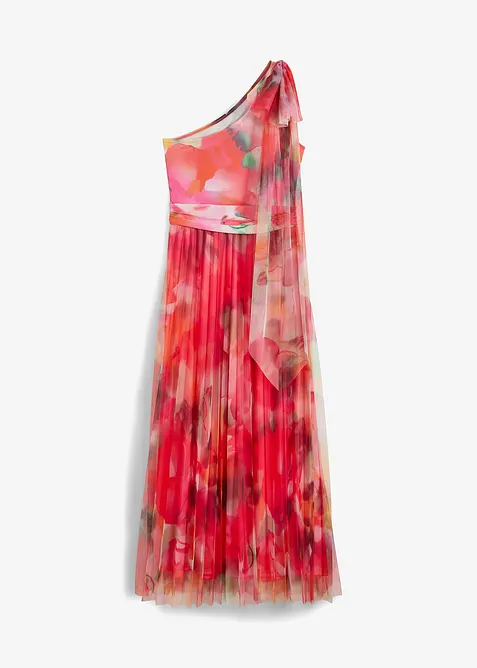 Šaty na jedno rameno, s plisovanou tylovou sukní, bonprix