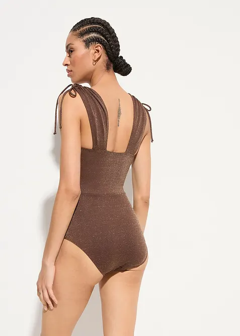 Třpytiv&eacute; stahovac&iacute; jednod&iacute;ln&eacute; plavky, středn&iacute; tvaruj&iacute;c&iacute; efekt, bonprix