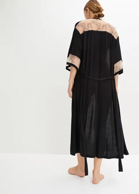 Dlouhé viskózové kimono s výšivkou, bonprix