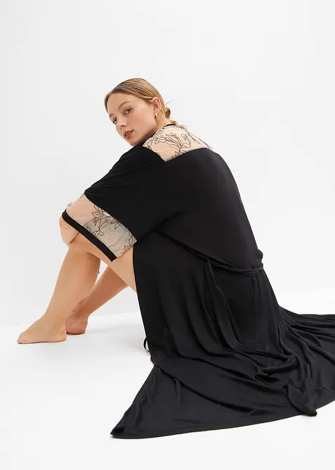 Dlouhé viskózové kimono s výšivkou, bonprix