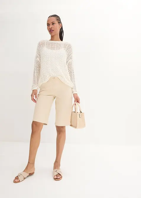 Bavlněné bermudy ke kolenům, s detaily ve stylu Utility, bonprix