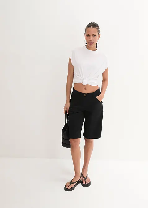 Bavlněn&eacute; bermudy ke kolenům, s detaily ve stylu Utility, bonprix