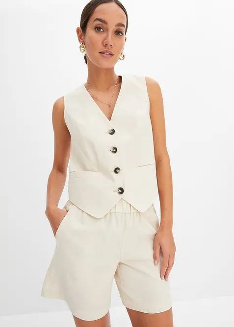 Vesta a šortky ze lněné směsi, bonprix