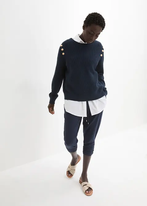 Žerzejové kalhoty z bavlněné směsi, bonprix