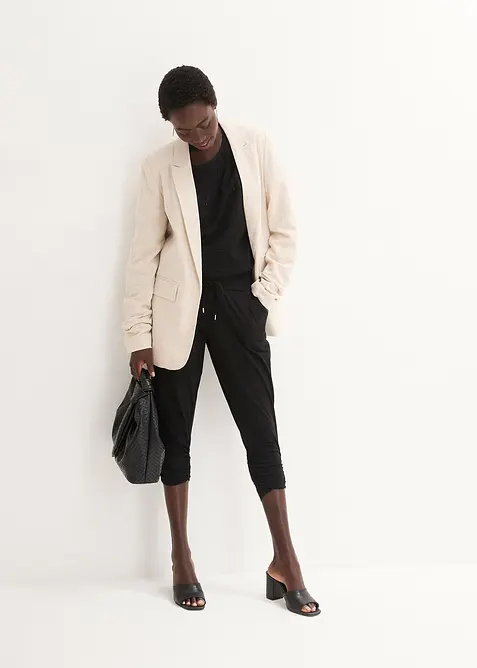 Žerzejov&eacute; kalhoty z bavlněn&eacute; směsi, bonprix