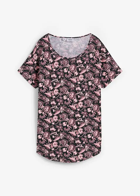 Bavlněné triko s žíhaným vláknem, se zakulaceným lemem, z organické bavlny, bonprix