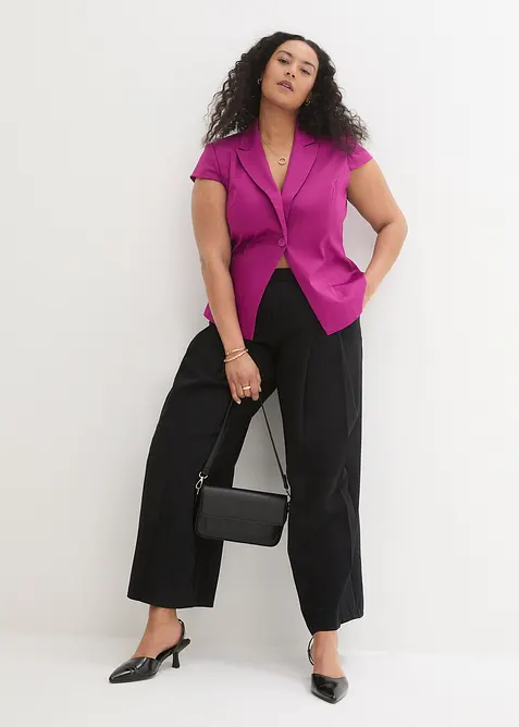 Blejzr s kr&aacute;tk&yacute;mi ruk&aacute;vy, z bavlněn&eacute;ho sat&eacute;nu, bonprix