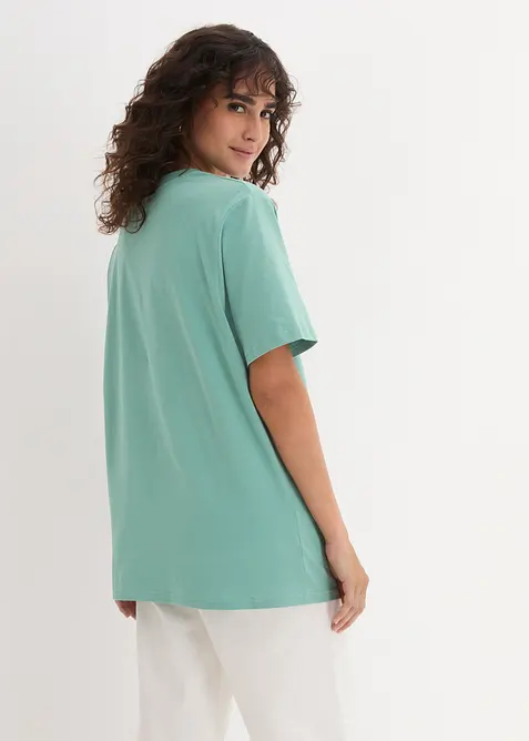 Dlouh&eacute; tričko se &scaron;irok&yacute;m střihem a s v&yacute;střihem do V, kr&aacute;tk&yacute; ruk&aacute;v (5 ks v balen&iacute;), bonprix