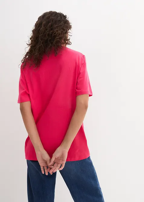 Dlouhé tričko se širokým střihem a s výstřihem do V, krátký rukáv (5 ks v balení), bonprix