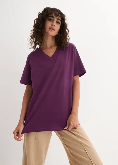 Dlouh&eacute; tričko se &scaron;irok&yacute;m střihem a s v&yacute;střihem do V, kr&aacute;tk&yacute; ruk&aacute;v (5 ks v balen&iacute;), bonprix