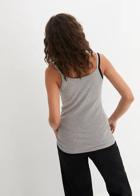 Top s úzkými ramínky, z čisté bavlny (3 ks v balení), bonprix