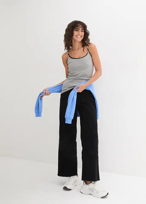 Top s úzkými ramínky, z čisté bavlny (3 ks v balení), bonprix