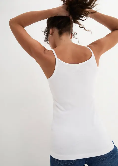 Top s úzkými ramínky, z čisté bavlny (3 ks v balení), bonprix