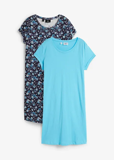 Úpletové šaty s postranními rozparky, z čisté bavlny (2 ks), bonprix