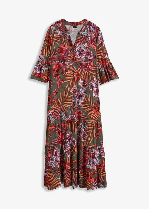 Dlouhé šaty s potiskem, ze splývavé viskózy, bonprix