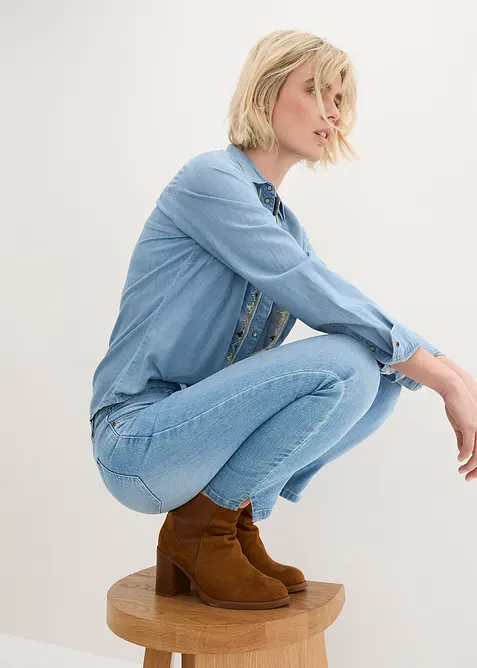 7/8 strečové džíny s rozparkem, bonprix