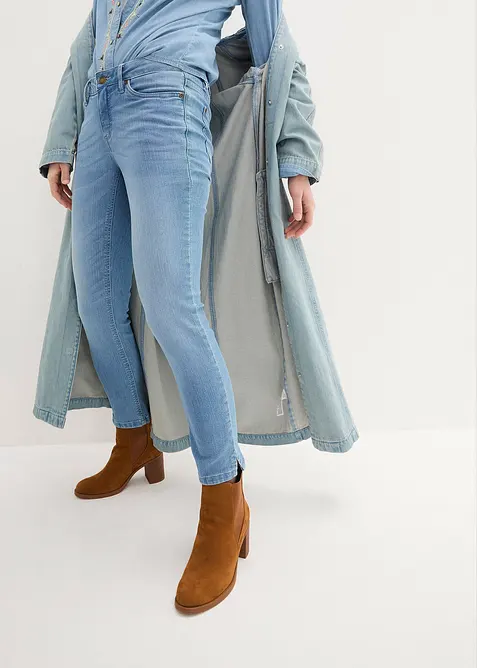 7/8 strečové džíny s rozparkem, bonprix