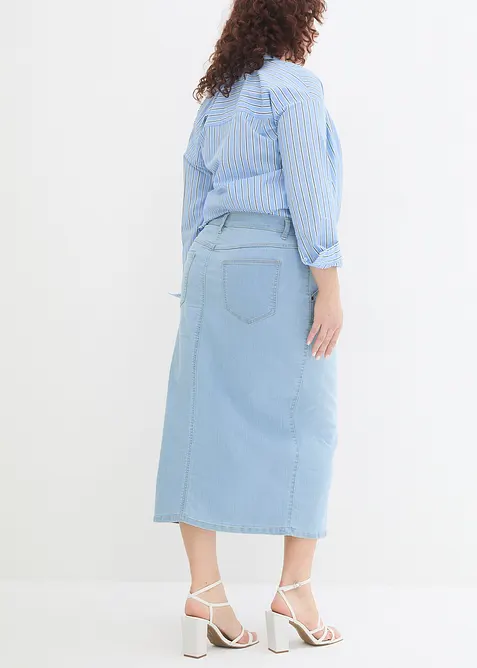 Dž&iacute;nov&aacute; sukně s rozparkem, bonprix